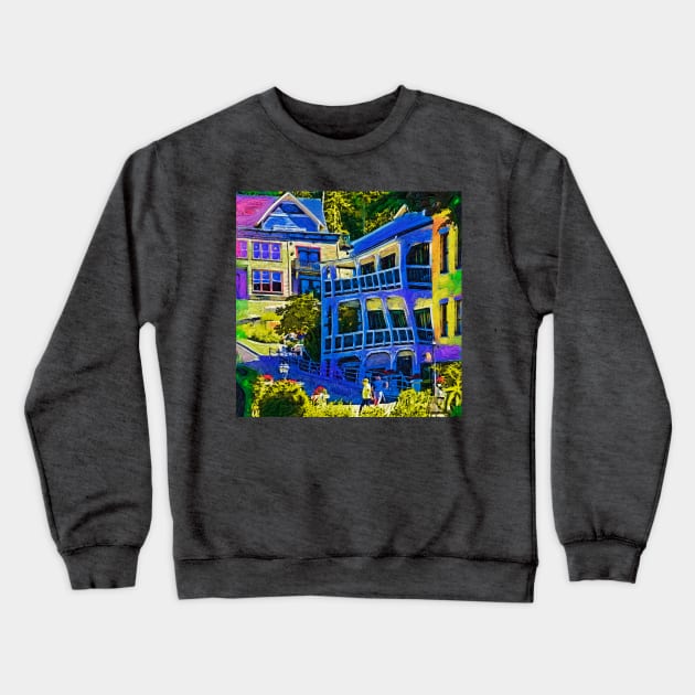 Roche Harbor Street Scene Crewneck Sweatshirt by KirtTisdale